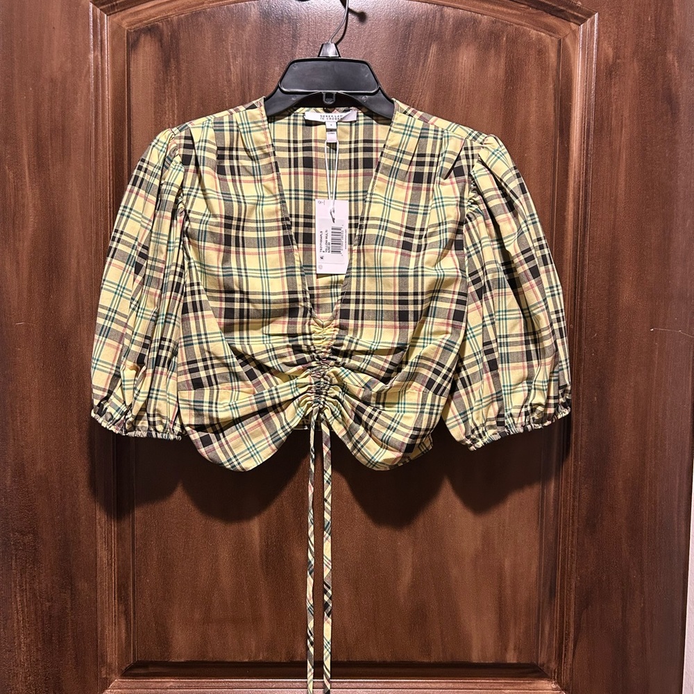 Derek Lam Yellow Plaid Blouse